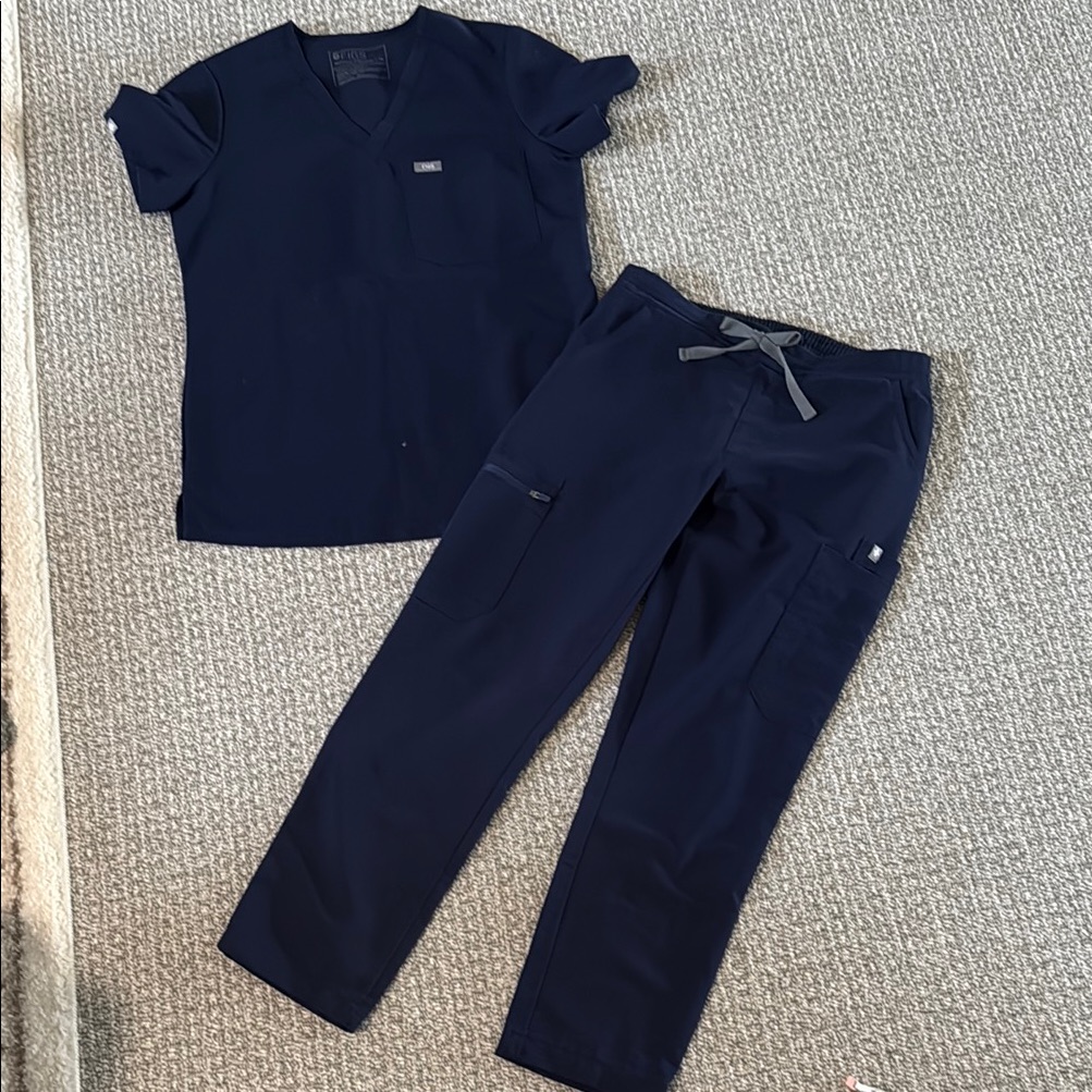 Figs Navy Blue Catarina Top Yola Pants Set Xs Xs/P